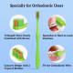 Concave No. 2015 Orthodontic toothbrush with curved bristles, soft,Green